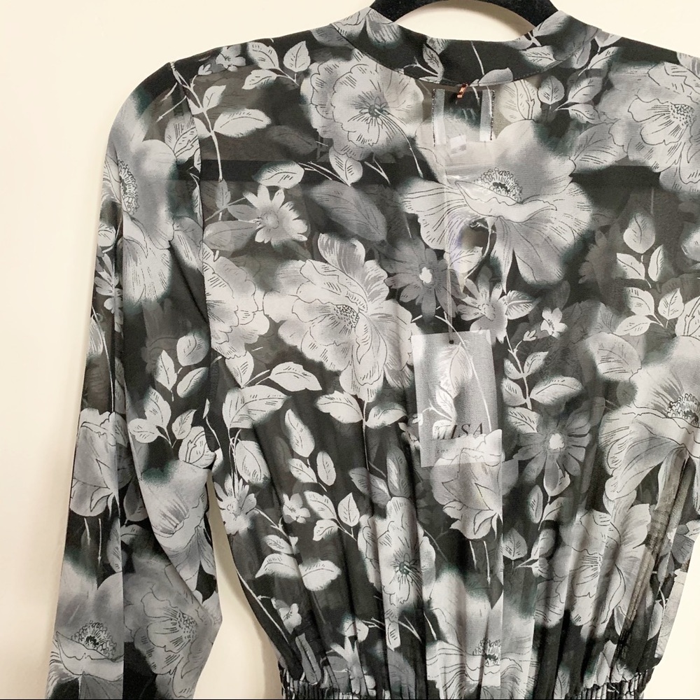 MISA Los Angeles Black Foral Agnese Midi Dress S - Picture 12 of 14